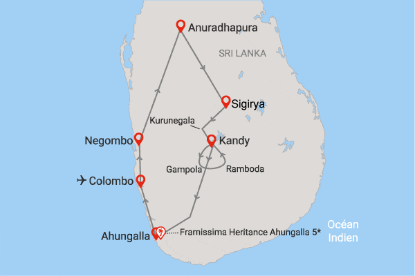 Combiné circuit et hôtel Intense Sri Lanka (privatif) & plage au Framissima Evasion Heritance Ahungalla colombo Sri Lanka