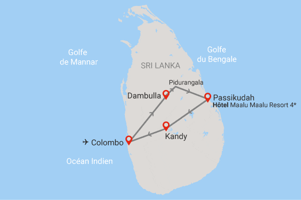 Combiné circuit et hôtel Maalu Maalu Resort & Spa 4* et 2 jours de visites Colombo Sri Lanka
