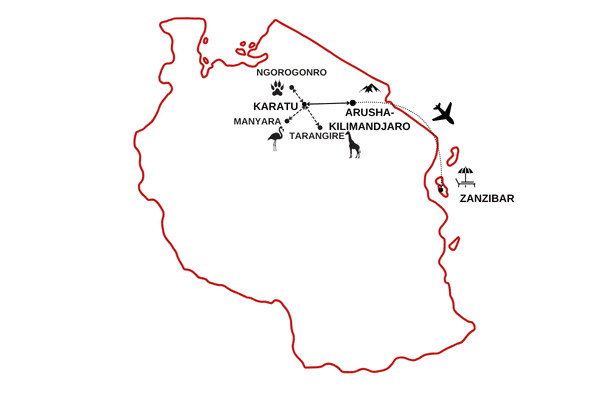 Combiné circuit et hôtel Des Ocres de Tanzanie à Zanzibar arusha Tanzanie