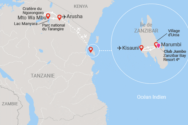 Combiné circuit et hôtel Safari au cœur du Ngorongoro et plage du Club Jumbo Zanzibar Bay zanzibar Tanzanie