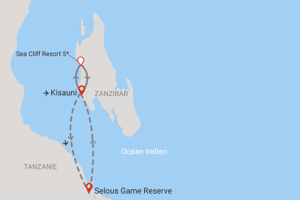 Combiné circuit et hôtel Sea Cliff Resort & Spa 5* avec 2 nuits au Parc de Selous zanzibar Tanzanie