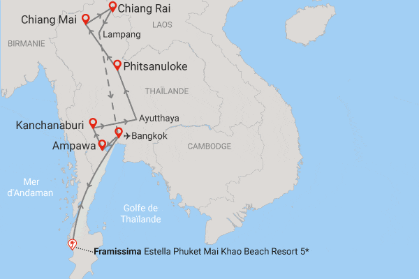 Combiné circuit et hôtel Beautés de Thaïlande + extension Estella Phuket Mai Khao Beach Resort bangkok Thailande
