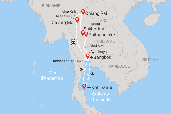 Circuit Royaume du Siam + Extension de Samui bangkok Thailande