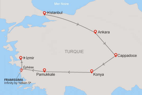 Combiné circuit et hôtel La Turquie Légendaire 5* + extension Framissima Infinity by Yelken istanbul Turquie