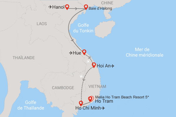 Combiné circuit et hôtel Merveilleux Vietnam en privatif 3* et extension 3 nuits au Immersion by Fram Melia Ho Tram Hanoi Vietnam